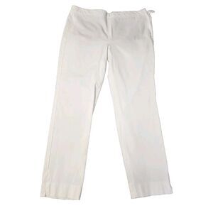 Talbots Chatham 12 White Flat Front Side zip High Waisted Stretch Ankle Pants‎